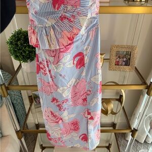 Vineyard Vines Pink and Blue Floral Pencil Skirt